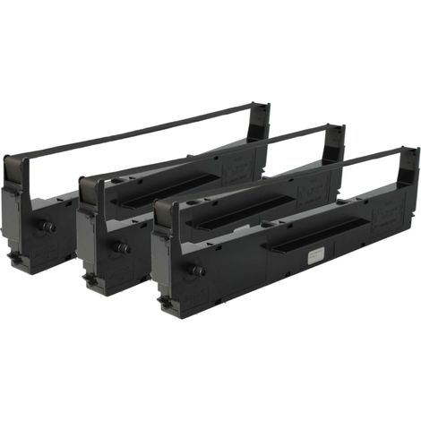 vhbw 3x Ribbon Cartridge Replacement for Epson C13S015021, S015637 for Dot Matrix, Receipt Printer - Black Ink Ribbon