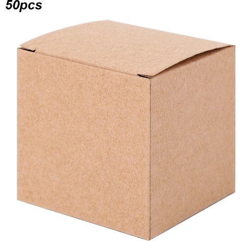 Lot de 50 boîtes en papier kraft pliables style rétro, idéales pour Noël ou un mariage (sans corde en chanvre). (1/5)