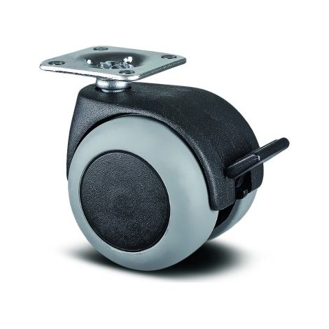 Roulette pivotante à frein table et bureau - platine - ø50mm - Lumina