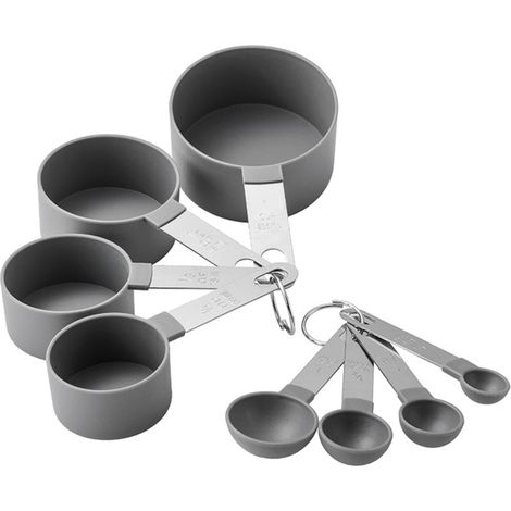 8PCS Measuring Spoons Measuring Cups Set for Dry and Liquid Ingredients Baking Utensils Stainless Steel Heat-Resistant Cookware Set Kitchen Gadgets