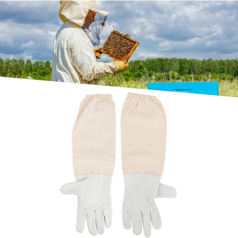 Gants d'Apiculteur Professionnels en Cuir de Chèvre Renforcés, Protection Longue Manche Taille XL (1/5)