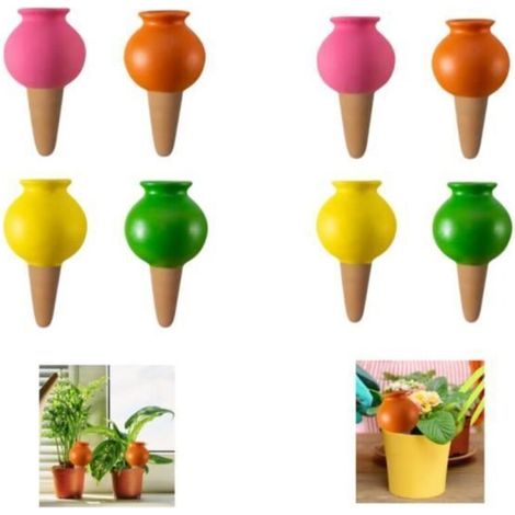 8 terracotta automatic watering spikes, plant irrigation stakes, decorative self-watering stakes (1/4)