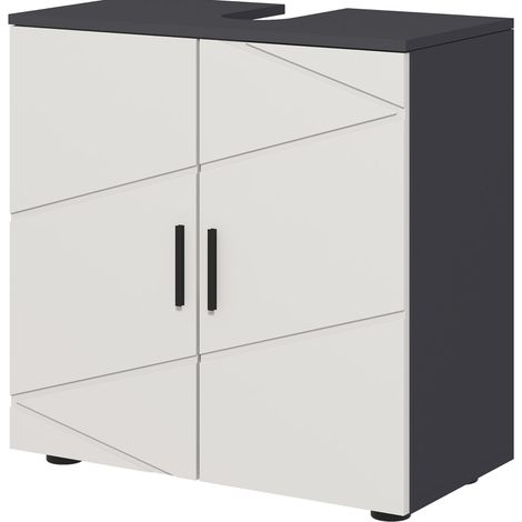 Mueble bajo lavabo gris 60 x 30 x 60 cm con estante regulable y protección antivuelco HOMVRA (1/5)