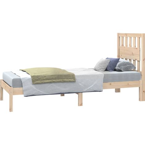 Cadre de lit bois de pin massif 75x190 cm petit simple (1/5)