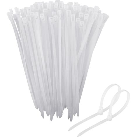 200 Pièces Collier de Serrage, Attache Câble, Serre Câbles Nylon Auto-bloquants Pour Bureau, Maison et Extérieur Pour Gérer les Différents Câbles, Blanc - 200 mm x 5 mm (1/5)