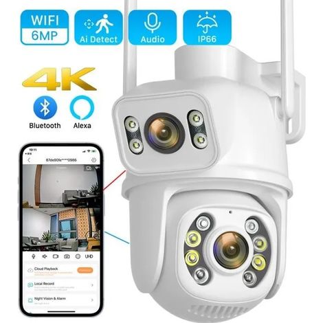 Caméra extérieure WiFi 6MP double lentille, convient pour vision nocturne couleur indice IP66 (1/4)