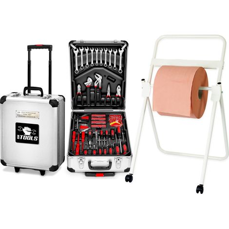 Boite d' Outils 399 pièces BM TOOLS BMT-399-PCS en Chrome Vanadium avec mallette en ALU et poignée, avec Dévidoir de papier