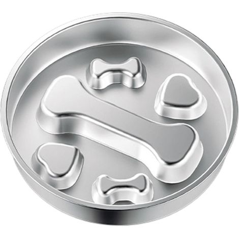 Gamelle Anti Glouton - Acier Inoxydable 304 - 22 cm - Double Face Os - Base Anti-Dérapante - Lavable en Machine - Pour Chiens Moyens - 1 Pièce (1/5)
