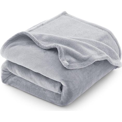 Kuscheldecke Sofadecke Flanell Fleecedecke 220 x 240 cm Hellgrau (1/5)
