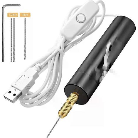 Mini perceuse électrique USB, kit de 5 pièces, outil rotatif, stylo de gravure, outils de perçage pour bijoux avec forets inclus. (1/5)