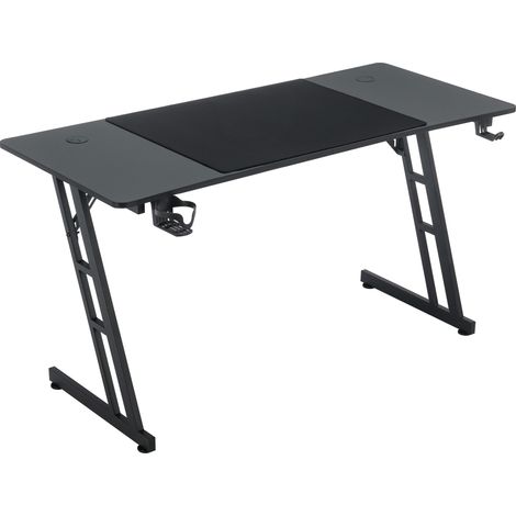 Gaming Tisch 120x60cm Gamingtisch Schwarz Schreibtisch Kohlefaserplatte Gamer Computertisch Ergonomischer PC Tisch mit Kabelloch NAIZY (1/5)