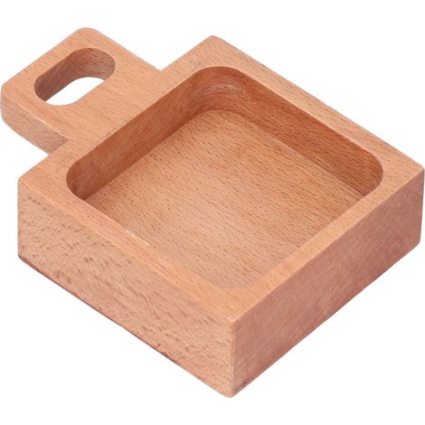 Snackschale aus Buchenholz mit Griff, multifunktionales Gefäß für Saucen und Gewürze, ideal zum Kochen zu Hause und im Freien, rechteckiger Griff, praktischer Behälter (1/5)