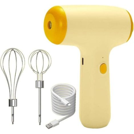 Batteur à œufs électrique sans fil, batteur à œufs portatif rechargeable par USB avec 2 batteurs amovibles, 4 modes de vitesse, cuisson de cuisine à domicile, léger et portable (beige) (1/5)