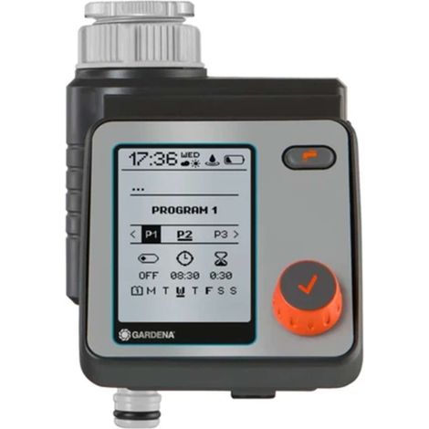 Gardena – Programmateur arrosage 9V avec 6 programmes – Filetage 26,5 mm et 33,3 mm – Pression 0,5-12 bar – 189229