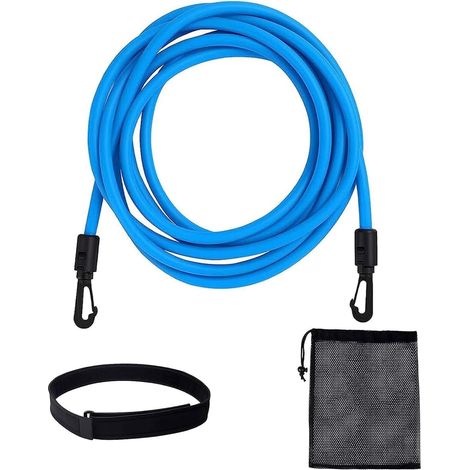 Ceinture De Natation Résistance,Résistance Elastique De Nage,Entraînement Ceinture De Natation,Ceinture Nage Piscine,pour Enfants Adultes,L'entraînement à La Natation Et l'exercice,3 Mètres,Bleu (1/5)