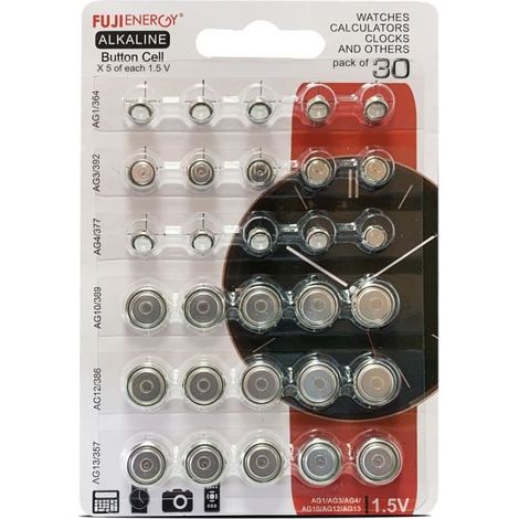 Lot de 20 paquet de 30 piles bouton 1,5V, assortiment de 30 piles pour montres calculatrice, piles boutons (1/3)
