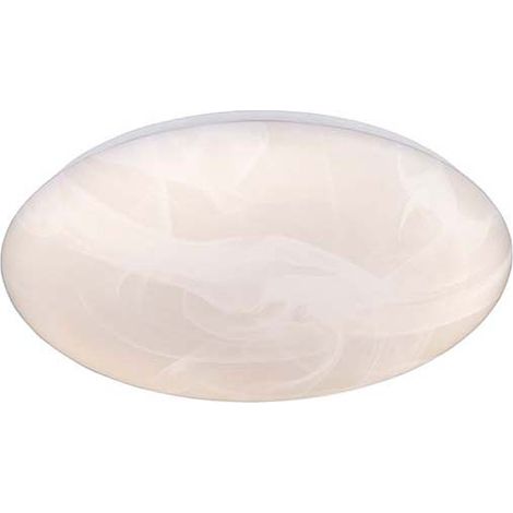 LED Deckenleuchte Wohnzimmerlampe Metall weiß alabasterfarbig rund D 38 cm
