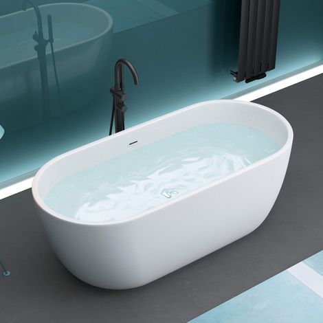 Mai & Mai Freistehende Badewanne 170x80cm Oval Acryl-Wanne Standbadwanne V518 (1/5)