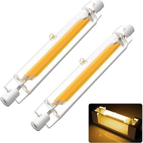 Ampoule R7S LED 118mm 10W Dimmable, R7S Ampoules LED COB, R7S LED 118mm Haute Lumière Remplacer Lampe Halogène 100W, Sans Scintillement, Blanc Chaud 3000K 1000LM, AC 220-240V, Pack de 2 (1/5)