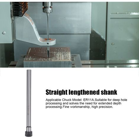 Porte-pince ER11A 150 mm queue droite pour fraise, rallonge porte-outil, mandrin de serrage precision, fixation usinage CNC (1/5)