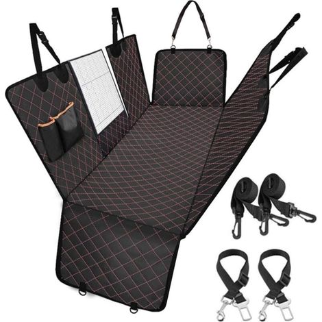 Dog Car Seat Covers, Protector with Viewing Window & 2 Seat Belts, Waterproof and Non-Slip Anti-Tear, for Universal Cars and SUVs