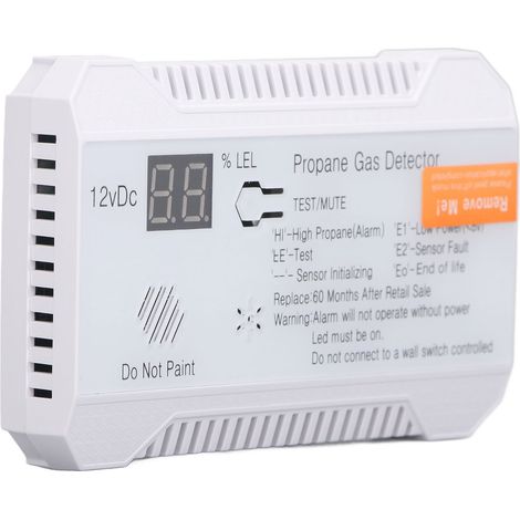 Détecteur de Gaz Propane 85dB Affichage Temps Réel Réponse Rapide Alarme Gaz Naturel pour Camping-Car Camion DC12V Blanc (1/5)