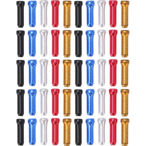 50 embouts de câble de frein vélo, assortiment 5 couleurs, aluminium, résistant aux chocs, sertissage (1/5)