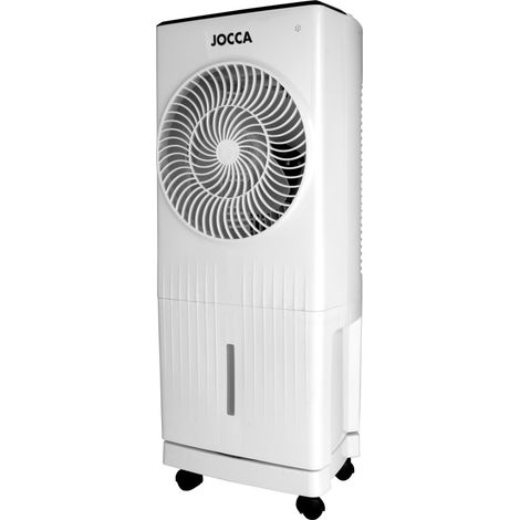 Rafraichisseur d'air portable 60W Minuterie 12h Réservoir 5.5L Refroidisseur d'air Evaporatif Oscillation 70° 4 roulettes Jocca