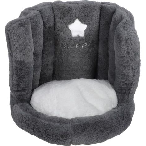 Chaise de sol avec coussin de soutien du dos, antidérapant, mignon, doux et confortable, en velours, pour enfants de bureau, gris (1/5)
