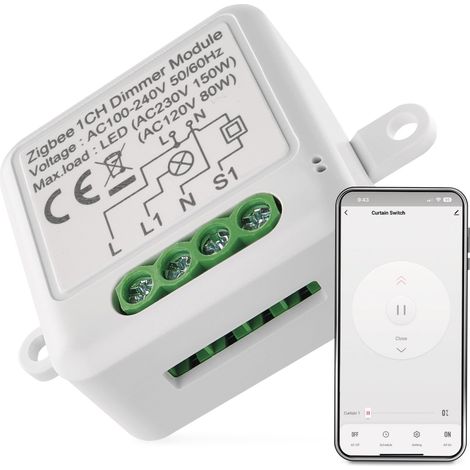 Module variateur d'intensité avec application Pour interrupteur unique Interrupteur à intensité variable encastré pour commande à distance, commande vocale Compatible (1/5)