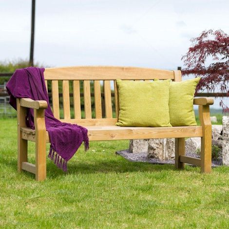 Zest Emily Wooden 3 Seater Bench Garden Patio Park Pub Chair Seat 5ft (1/4)