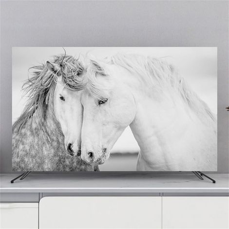 Funda protectora antipolvo para televisores de 32 a 80 pulgadas, funda elástica lavable con estampado de caballos, protector de pantalla para TV/PC (40-43", gris)