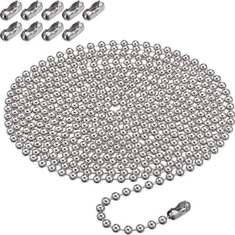 Kugelkette (3 Meter), 4,5 mm Edelstahlkette 304, Metallkugelkette, mit 10 verschiedenen Verbindungsstücken (1/5)