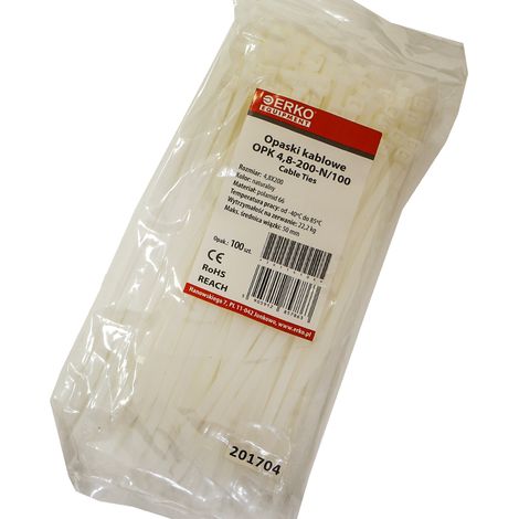 Weiße Kabelbinder OPK 200/4.8, 100er-Packung, erko