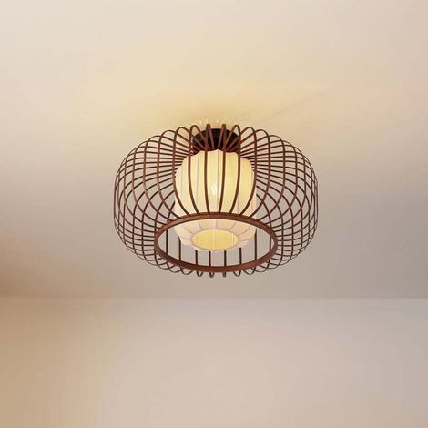 [NEUWERTIG] B-Ware Lindby Deckenleuchte Davella LED Lampe Hängelampe dimmbar Bambus Ø50cm natur (1/2)
