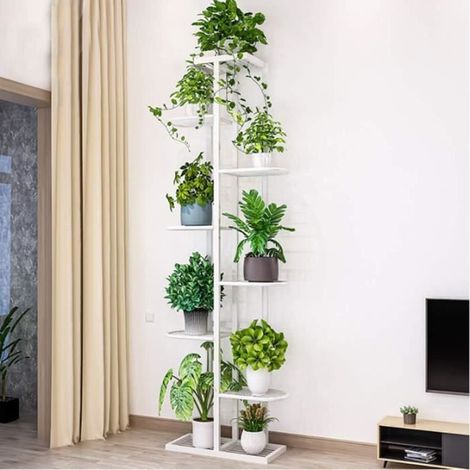 ZZBIQS Métal Étagère à Fleurs, Porte Plantes Fer Forgé, Etagere Plante Extérieur Intérieur de 8 Niveaux, Idéal pour Maison [8]
