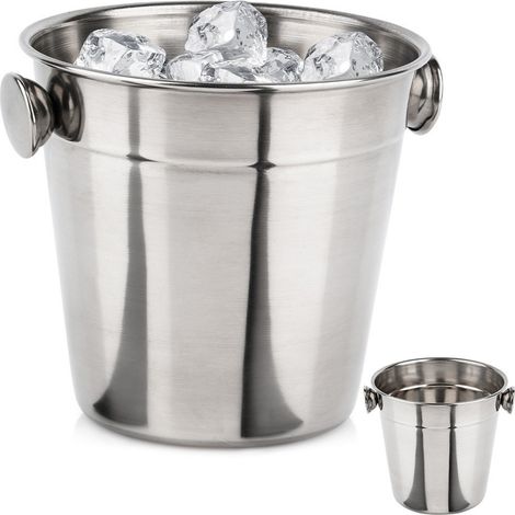 Cubitera pequeña de acero para bebidas con hielo, ideal para bar o mesa, con capacidad para 700 ml. (1/5)