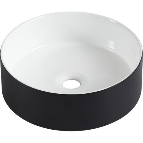 Aufsatzwaschbecken L.36 x H.12 x T.36 cm weiß/schwarz LUMA (1/4)