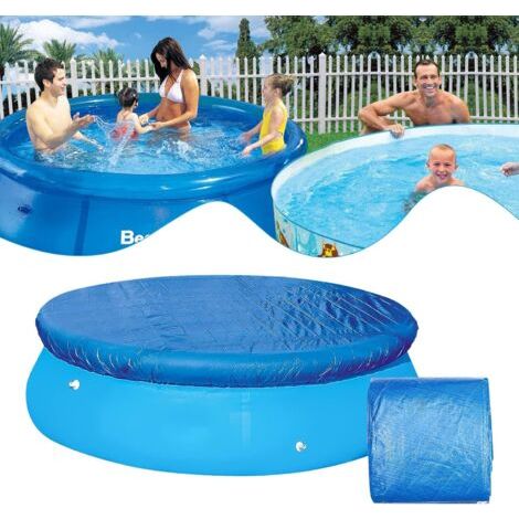 Bâche de Protection pour Piscine, 210cm Ronde Couverture de Piscine Cadre étanche, Couverture de Piscine Anti-poussière Piscine au-Dessus du Tissu Pliant pour l'extérieur, Protection 4 Saisons (1/5)