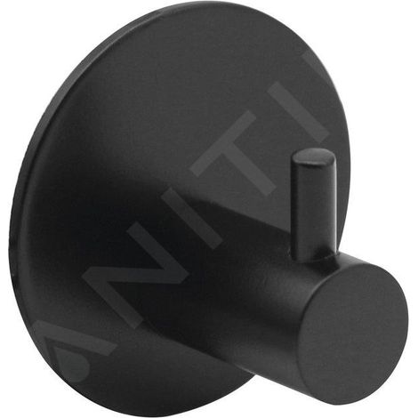 Crochet autocollant, rond, noir mat (1/2)