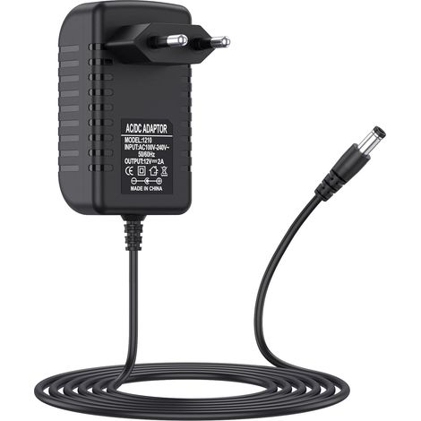 Bloc d'alimentation 12V/2A 2pin EU, Universel, S2+T2/C, PING S2+T2/C, Nino+, Nino Pro, Mini 4K, Mio+ 4K, HDMI Modulator Single DVB-T (Noir) (1/5)