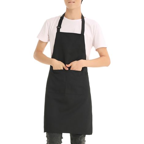 Tablier de travail unisexe noir pour café, pratique pour serveur/serveuse en cuisine. (1/5)