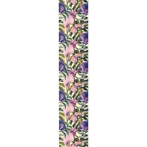 Papier Peint Intissé Pré-encollé Rouleau Wallpaper Tropical Fleurs Roses et Violettes Adhésif Décorative - 1 Roulle de H300 x L60 cm (1/4)