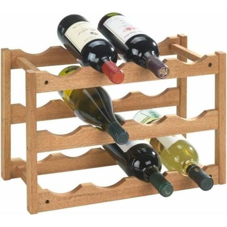 Etagere A Vin - Bois De Noyer Massif - 12 Bouteilles - Dimensions 42x28x21 Cm - Pour Cuisine Cave Cellier (1/4)