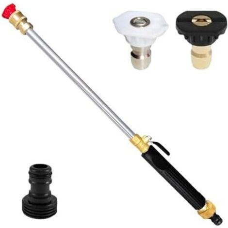 Nettoyeur Haute Pression pour Tuyau d'Arrosage Outil de Pulvérisation Réglable,Rinceur tuyau d'arrosage avec raccord rapide et 3 buses Pour Lavage Auto, Terrasse, Nettoyage Extérieur, Noir -