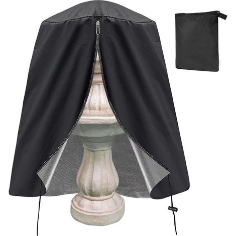 Housse de protection pour fontaine de jardin, résistante aux intempéries, avec fermeture éclair et cordon de serrage, tissu Oxford 420D pour hiver, extérieur, terrasse, jardin (122 x 172 cm) (1/5)