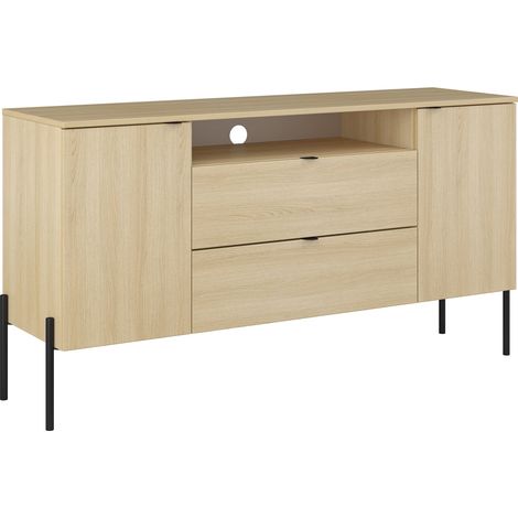 Cómoda Levtenu 114, Roble, Con cajones y puertas, Número de cajones: 0, 75x140x40cm (1/5)