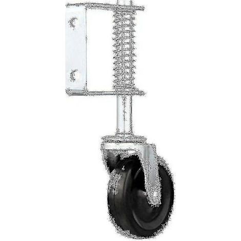 Roues de porte de portail robustes en caoutchouc silencieux de 4 pouces à ressort (1 pièce, noir) (1/4)