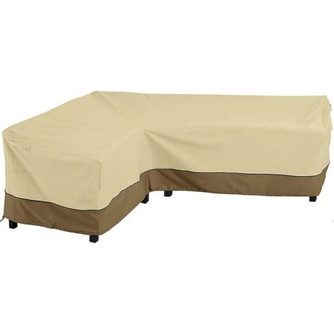 Mobilier de jardin d'angle, housse de canapé de jardin en forme de L, bâche imperméable pour canapé d'angle de jardin (210D-Gauche : 264/210 x 81 x- (1/5)