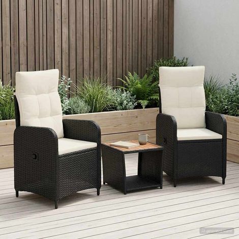 Set Lounge da Giardino 3 pz Nero e Bianco Crema vidaXL (1/5)